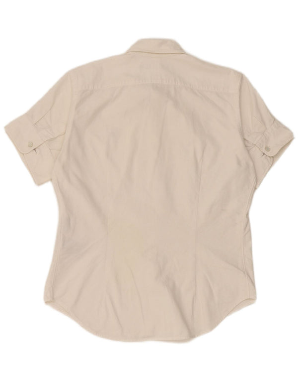 Ralph Lauren Damen Kurzarmhemd US 10 Large Weiße Baumwolle