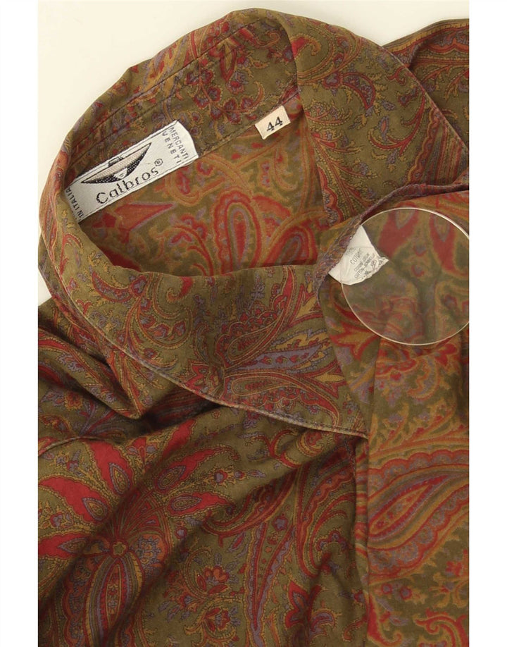 Calbros Damen-Pullover-Hemd in Übergröße, IT 44, mittlere Khaki-Paisley-Baumwolle