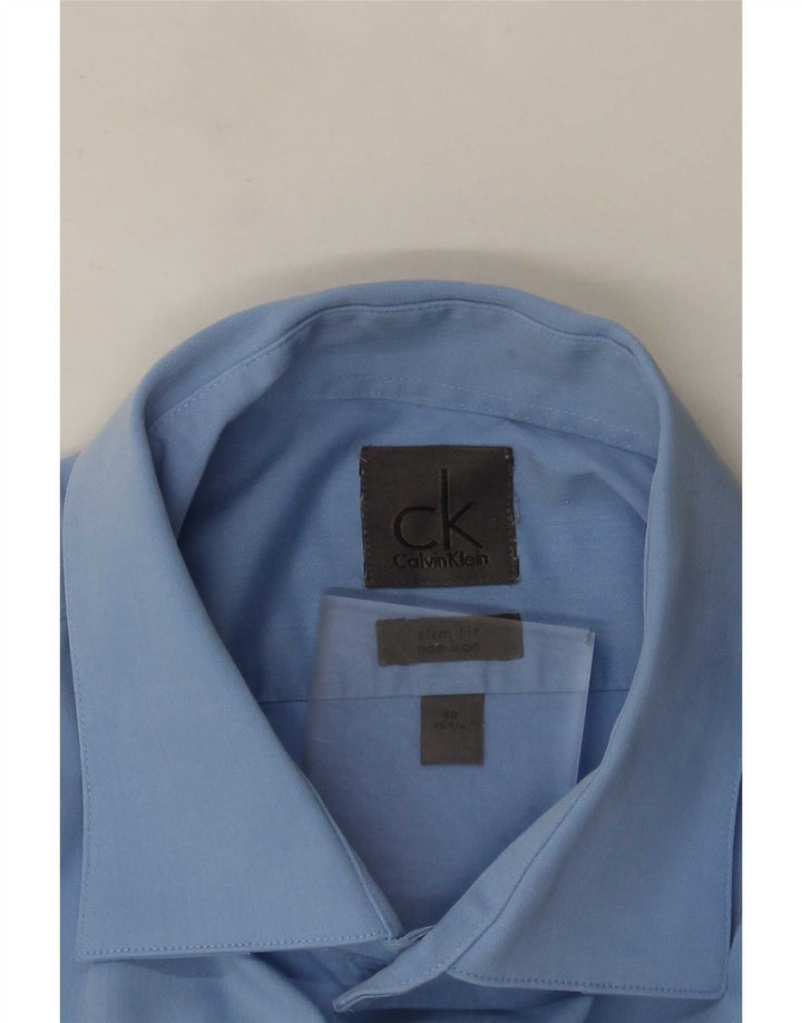 Calvin Klein Herren Slim Fit Hemd Größe 40 15 3/4 Mittelblau Klassisch