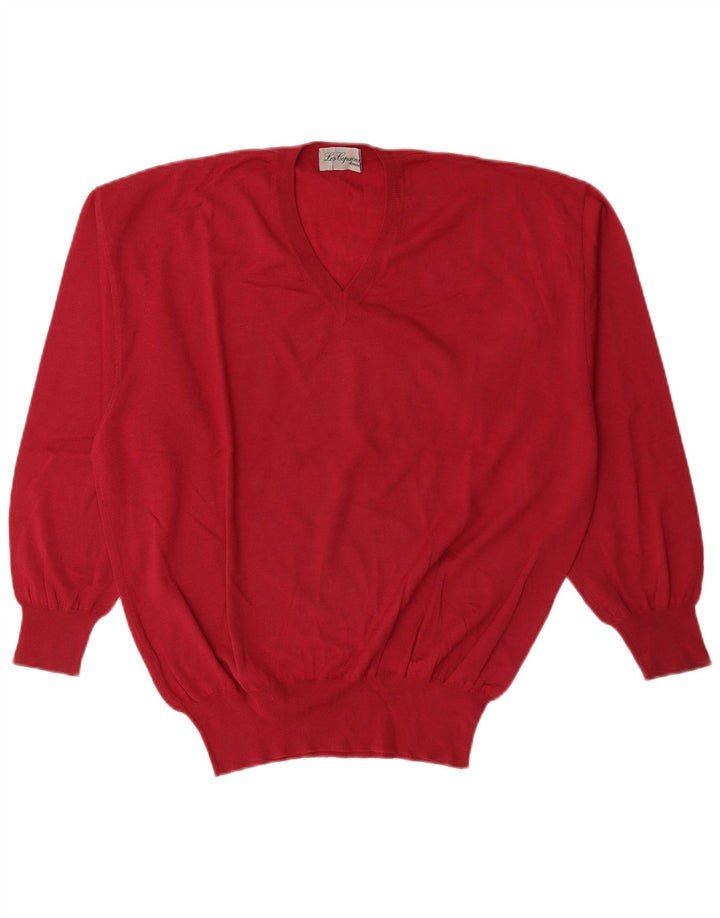 Les Copains Herren-Pullover mit V-Ausschnitt IT 50 Mittelrot