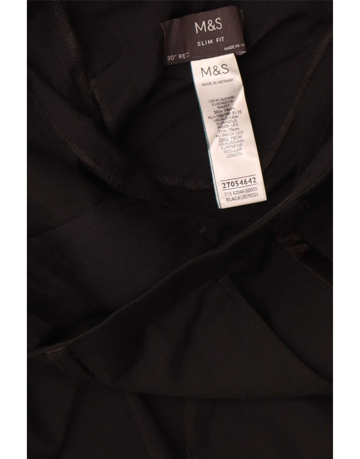 Marks & Spencer Damen Slim Fit Anzughose W30 L31 Schwarz Polyester