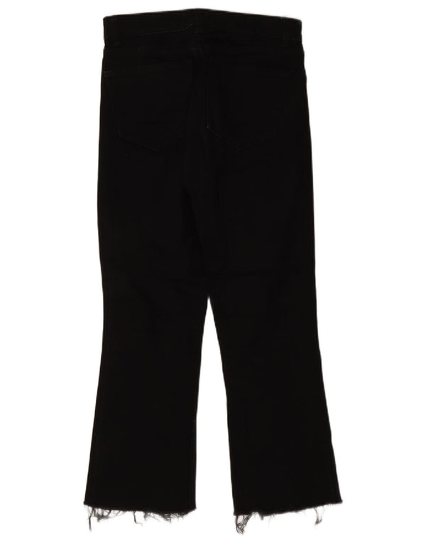 Zara Damen High Waist Crop Bootcut Jeans EU 38 Small W28 L25 Schwarze Baumwolle