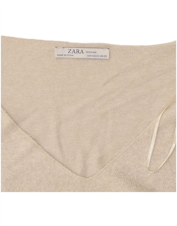 ZARA Damen-Pullover mit V-Ausschnitt, Gr. 10, Größe S, gebrochenes Weiß
