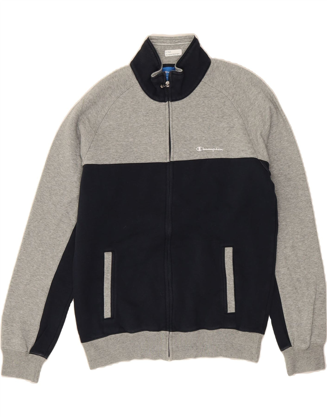 CHAMPION Mens Tracksuit Top Jacket Large Grey Colourblock Cotton Vintage Champion and Second-Hand Champion from Messina Hembry 