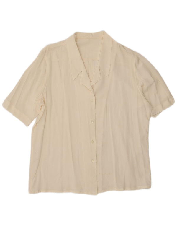 Vintage Damen Kurzarm-Hemdbluse UK 18 XL Off White