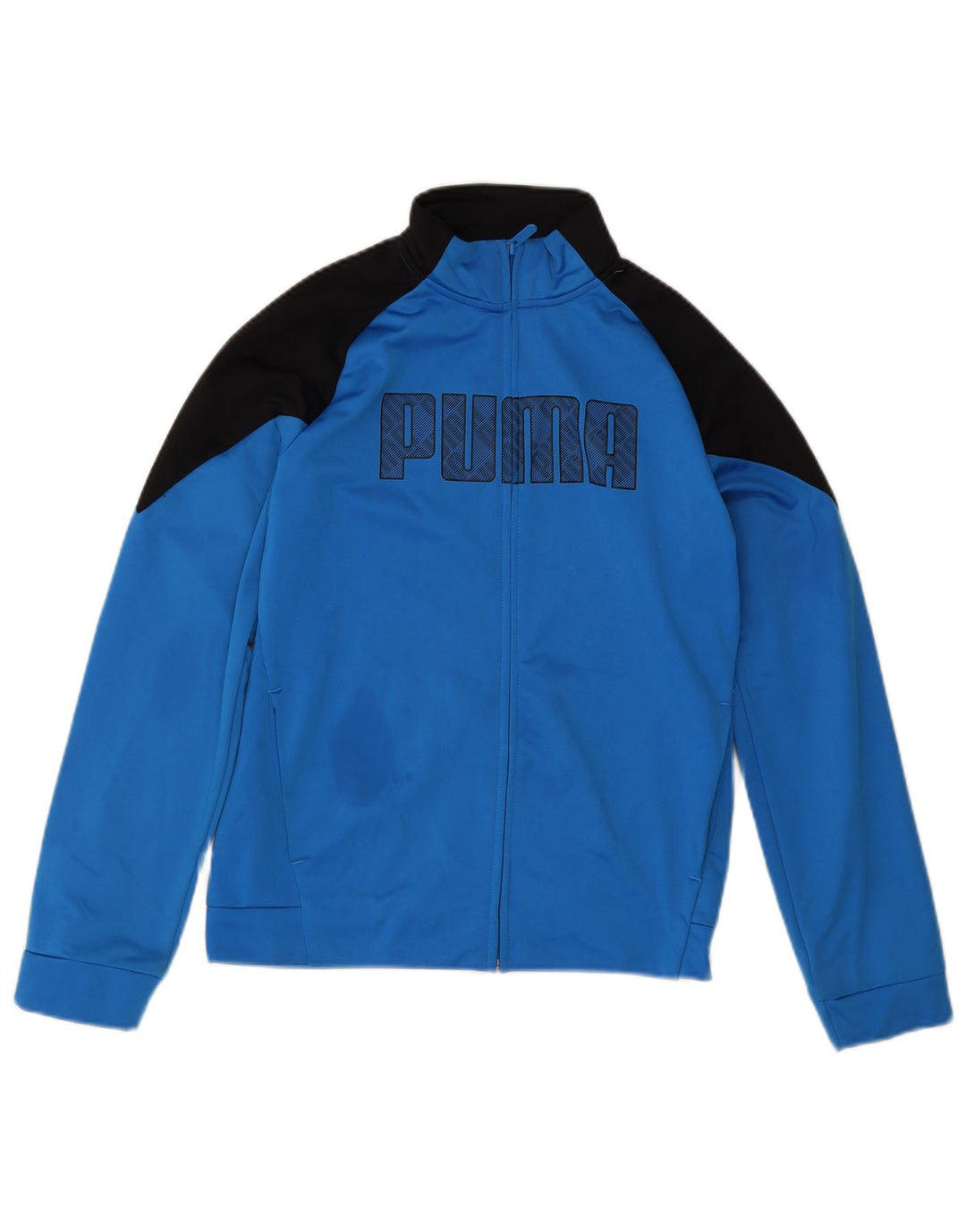 Puma Jungen Grafik-Trainingsanzug-Top-Jacke, 13–14 Jahre, blaues Farbblockdesign