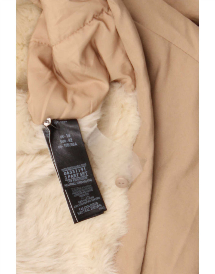 Marks & Spencer Damen Übergroße Kapuzenparkajacke UK 14 Large Beige
