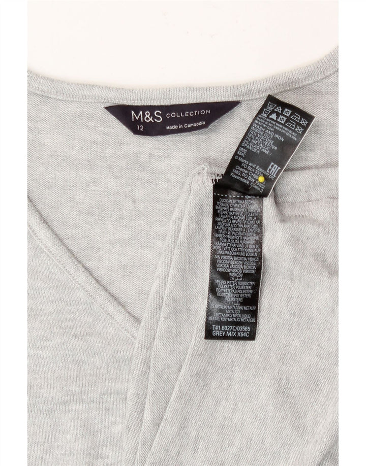 Marks & Spencer Damen Top Langarm UK 12 Mittelgraue Viskose