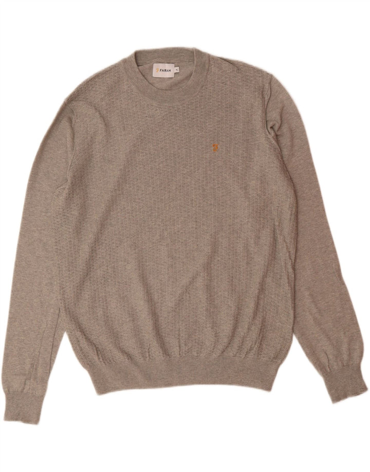 FARAH Mens Crew Neck Jumper Sweater XL Grey Cotton Vintage Farah and Second-Hand Farah from Messina Hembry 