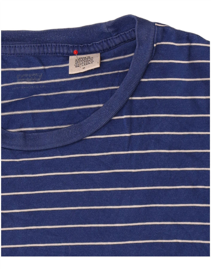 Levi's Herren-T-Shirt-Oberteil aus mittelblauer, gestreifter Baumwolle