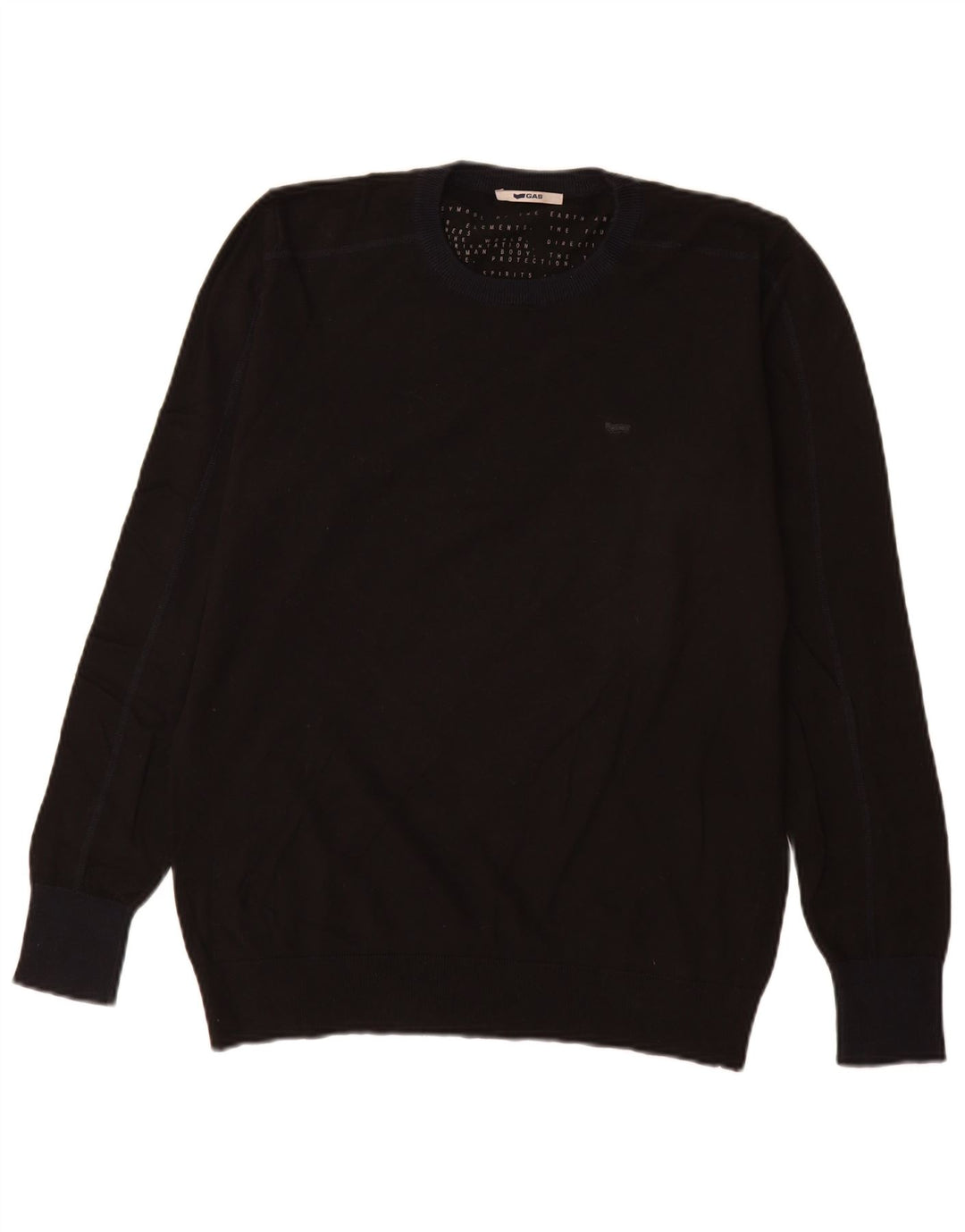 Gas Herren-Pullover mit Rundhalsausschnitt, mittelschwarz, Baumwolle