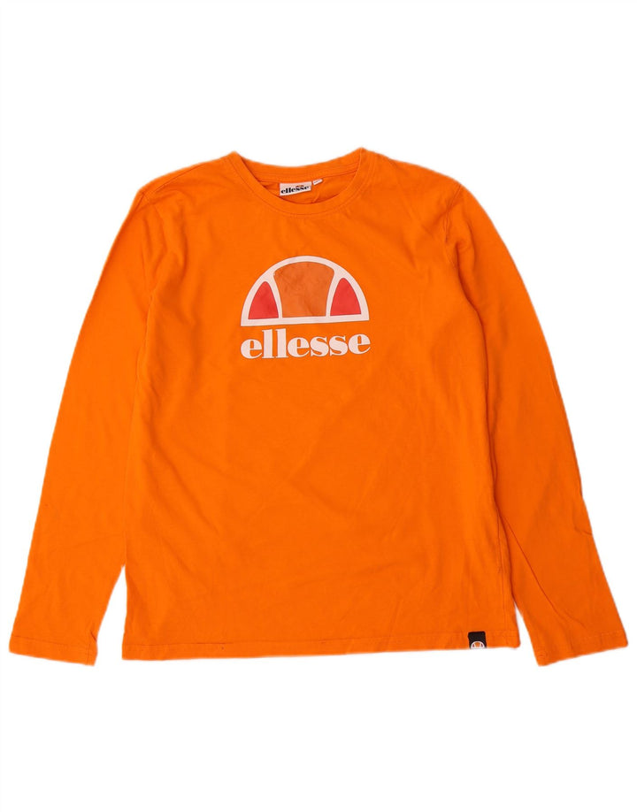 Ellesse Jungen Grafik-Top, langärmelig, 13–14 Jahre, orange Baumwolle
