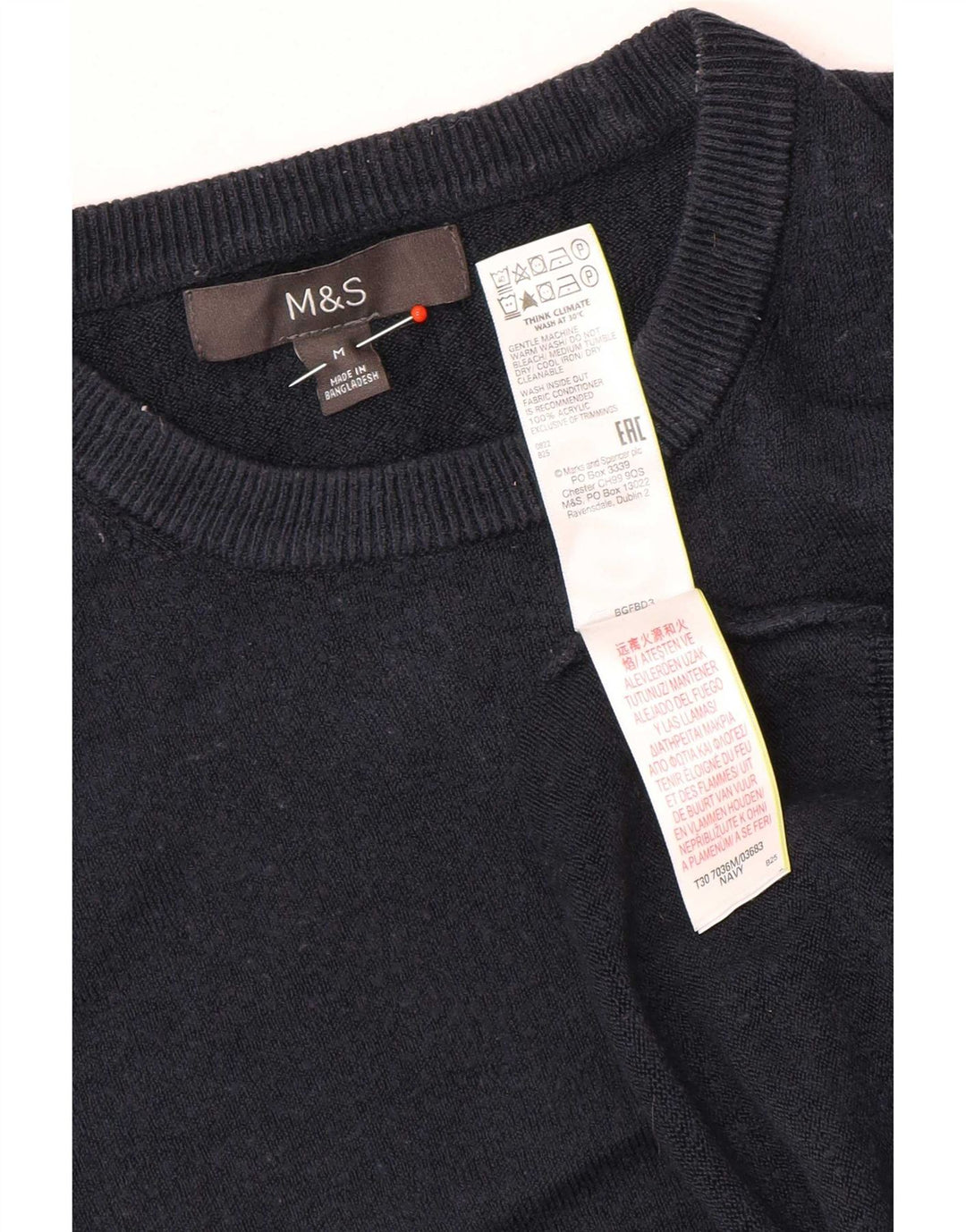 Marks & Spencer Herren-Pullover mit Rundhalsausschnitt, Mittelblau, Acryl