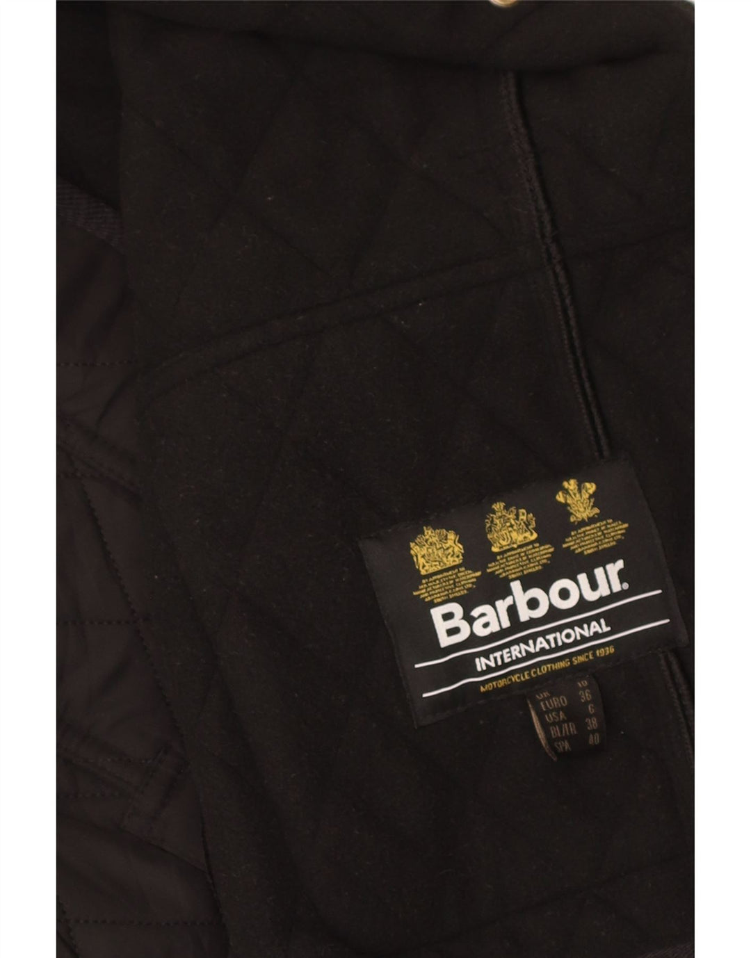 Barbour Damen Militär-Steppjacke UK 10 Small Schwarz Polyester
