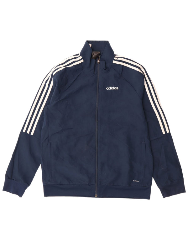 Adidas Boys Climalite Tracksuit Top Jacket 13-14 Years Navy Blue Polyester
