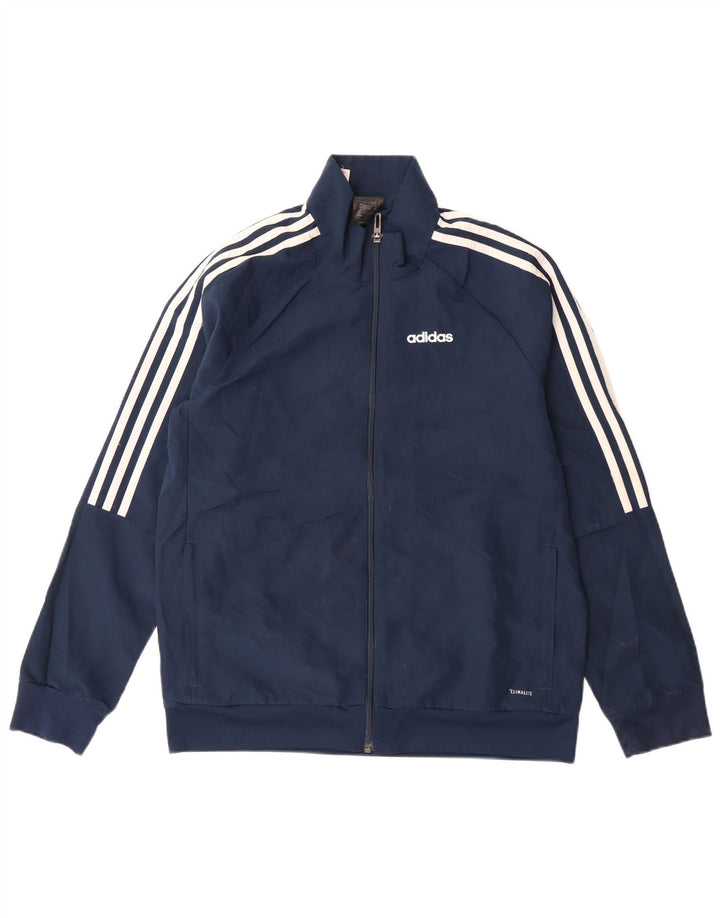 Adidas Boys Climalite Tracksuit Top Jacket 13-14 Years Navy Blue Polyester