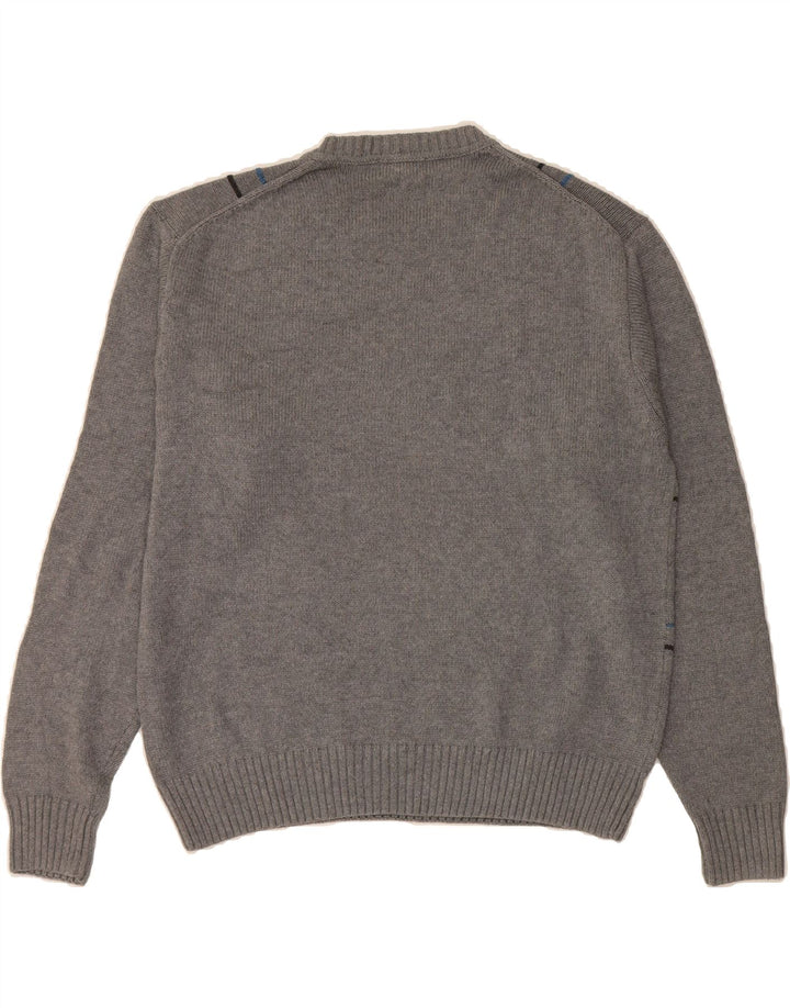 DOCKERS Mens Crew Neck Jumper Sweater Medium Grey Check Cotton Vintage Dockers and Second-Hand Dockers from Messina Hembry 