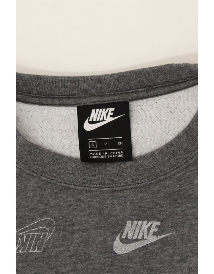 NIKE Womens Oversized Graphic Sweatshirt Jumper UK 10 Small Grey Vintage Nike and Second-Hand Nike from Messina Hembry 