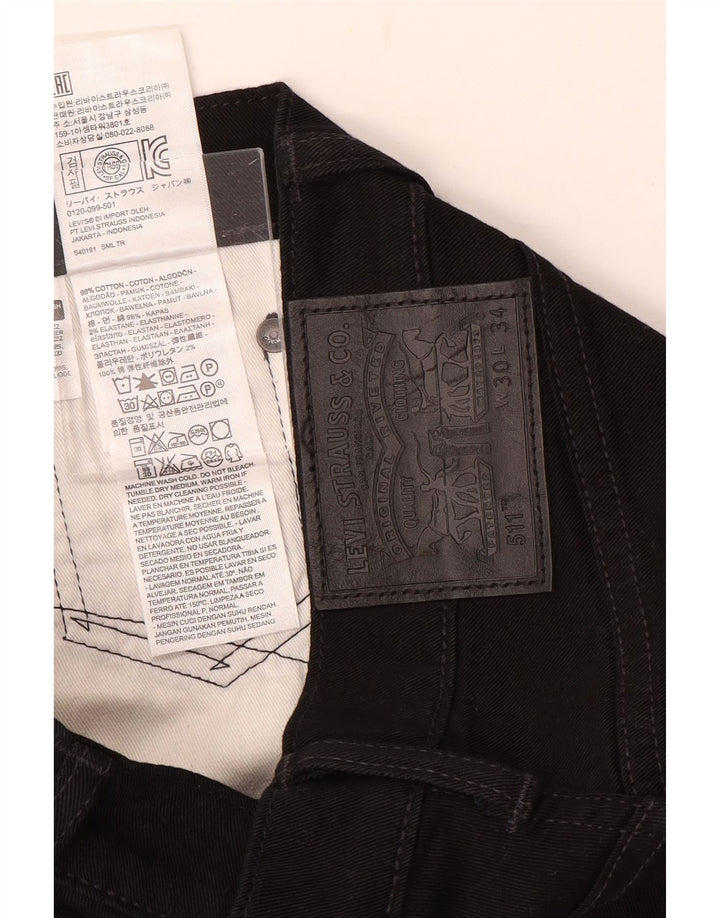LEVI'S Herren 511 Slim Jeans W30 L34 Schwarze Baumwolle
