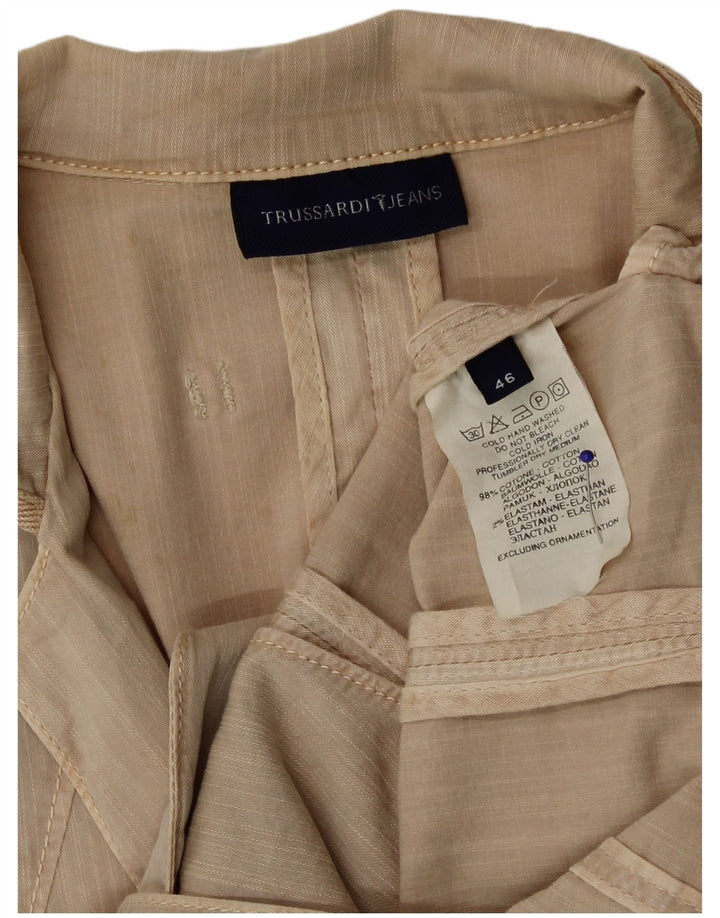 Trussardi Damen 2-Knopf-Blazerjacke IT 46 Large Beige Baumwolle