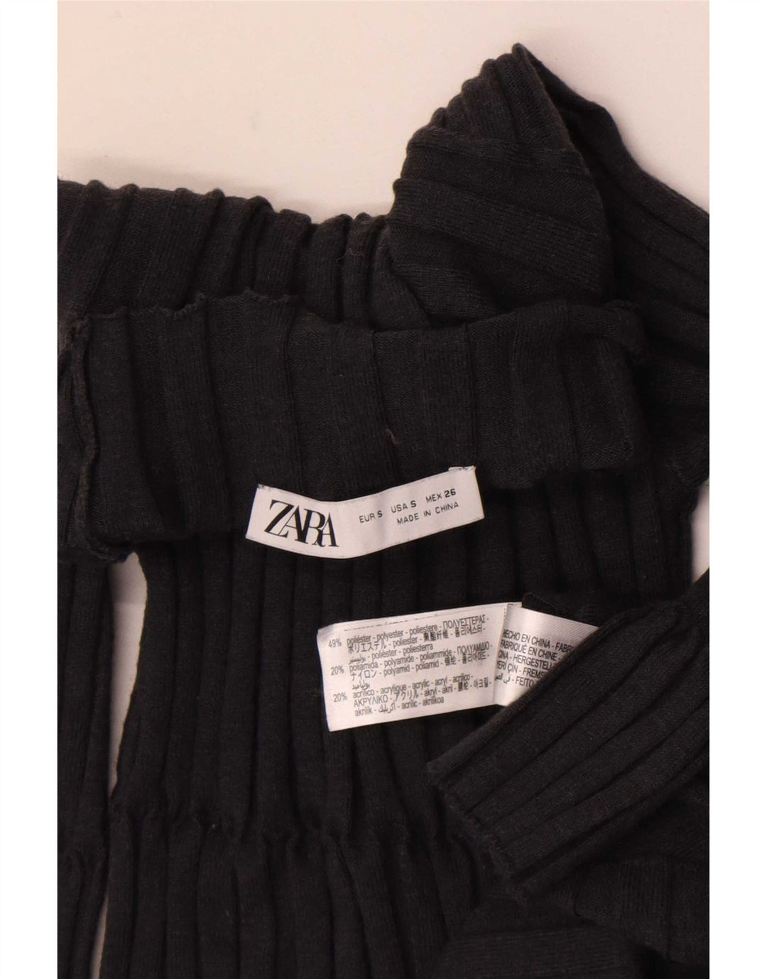 Zara Damen, figurbetontes Kleid, Größe S, Grau, Polyester