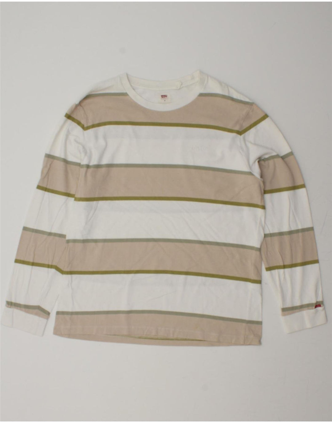 LEVI'S Mens Relaxed Fit Top Long Sleeve Medium Beige Striped Cotton Vintage Levi's and Second-Hand Levi's from Messina Hembry 
