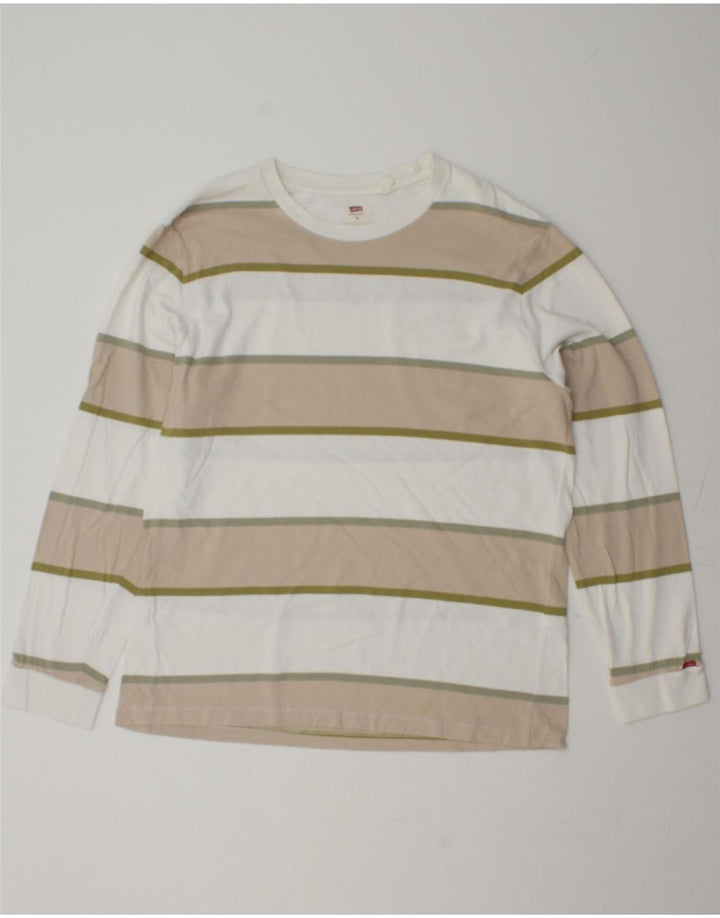 LEVI'S Mens Relaxed Fit Top Long Sleeve Medium Beige Striped Cotton Vintage Levi's and Second-Hand Levi's from Messina Hembry 