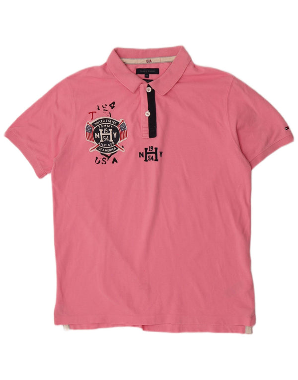Tommy Hilfiger Herren Graphic Slim Fit Poloshirt 2XL Rosa Baumwolle