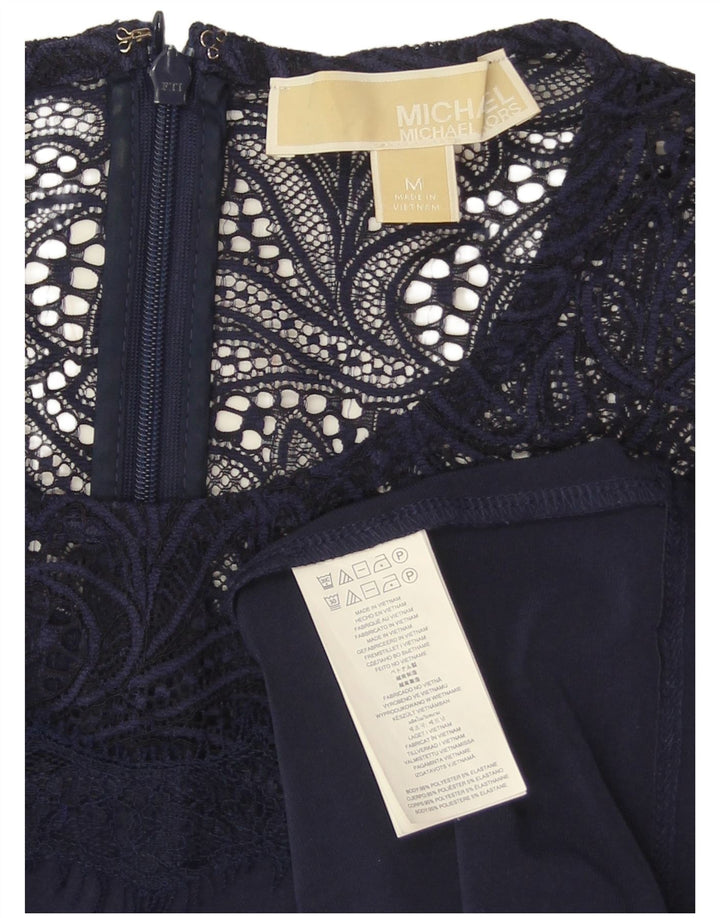 MICHAEL KORS Damen Top 3/4 Ärmel UK 14 Medium Marineblau Polyester