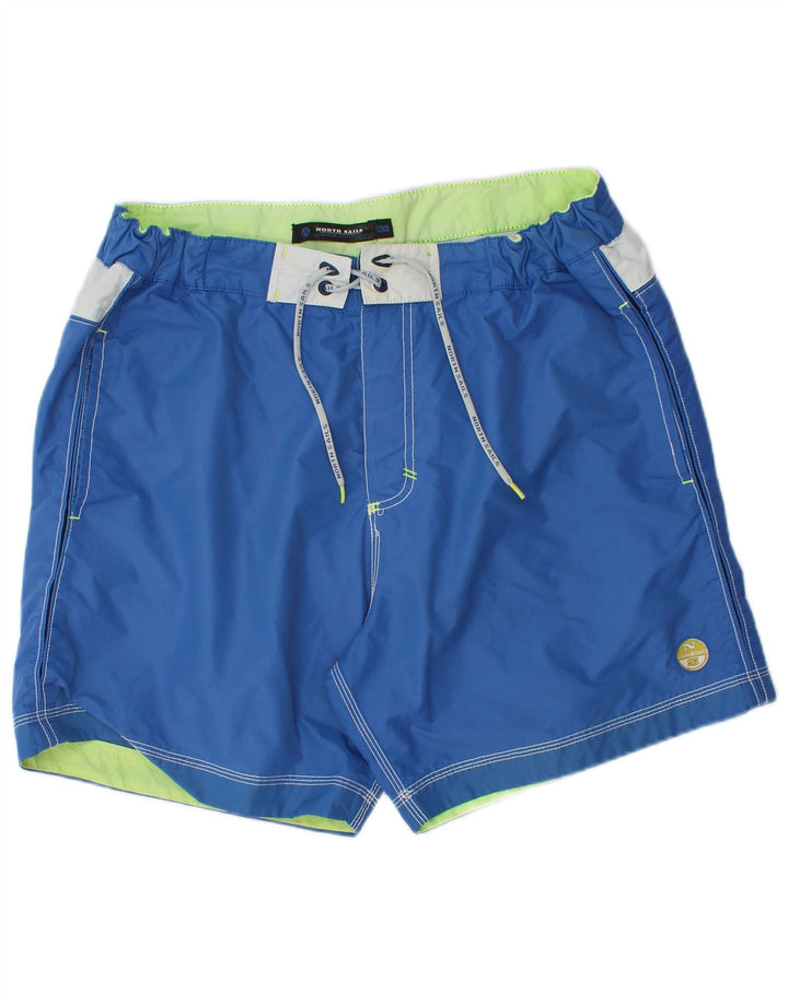 North Sails Herren-Badeshorts mit Grafik, mittelblaues Colourblock-Polyamid