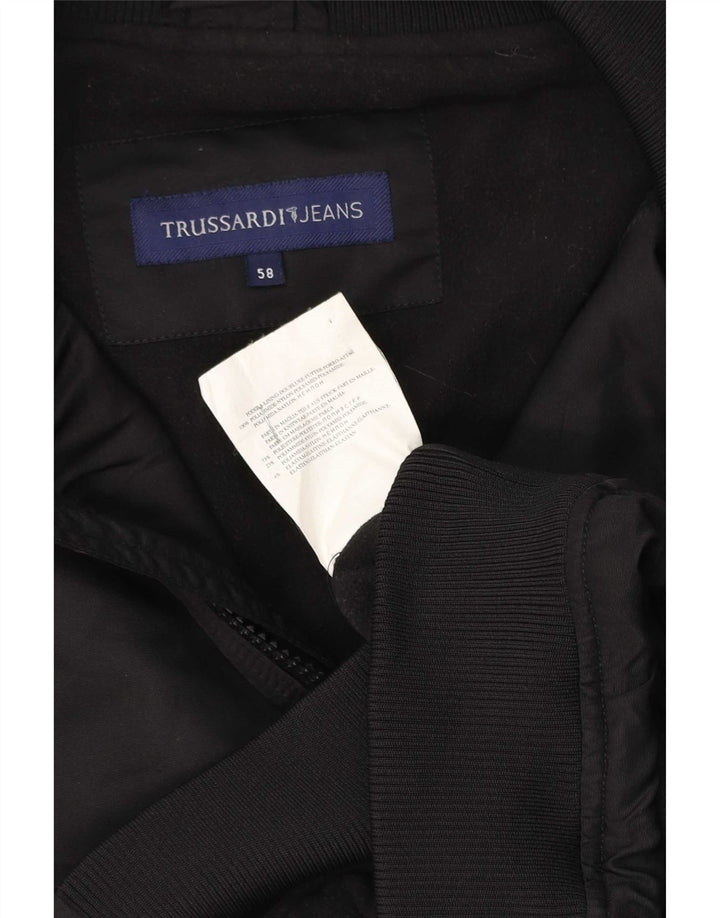 Trussardi Jeans Herren Bomberjacke IT 58 4XL Schwarz Polyester