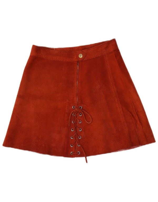 Vintage Damen High Waist Wildleder Minirock IT 42 Medium W24 Braun