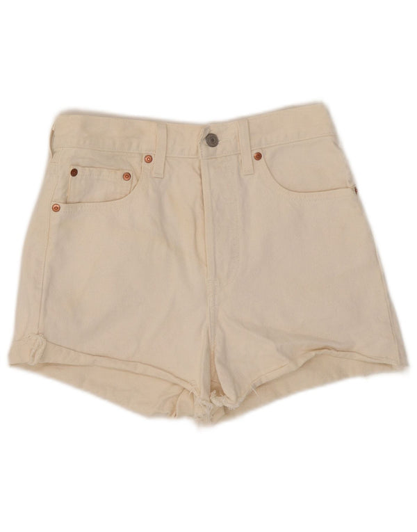 Levi's Damen-Jeansshorts mit hoher Taille, W27, Größe S, cremefarbene Baumwolle