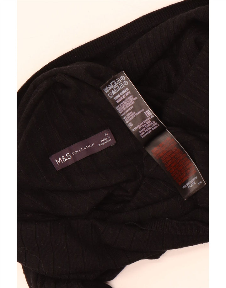 Marks & Spencer Damen Crop Rollkragenpullover Pullover UK 12 Medium Schwarz