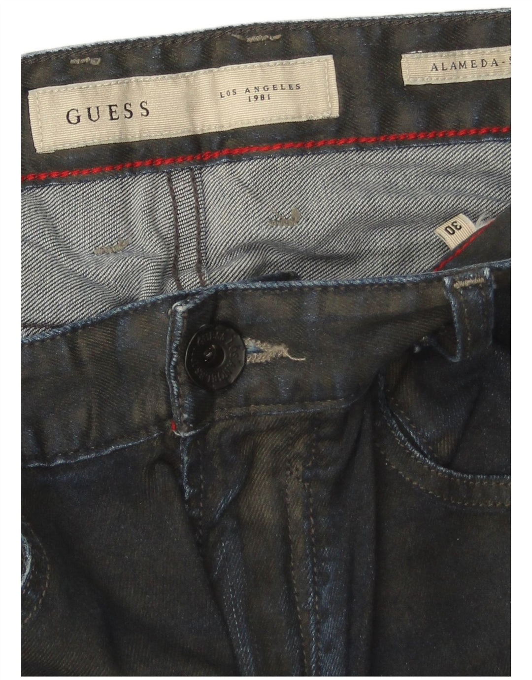 Guess Damen Slim Tapered Jeans W30 L29 Marineblau