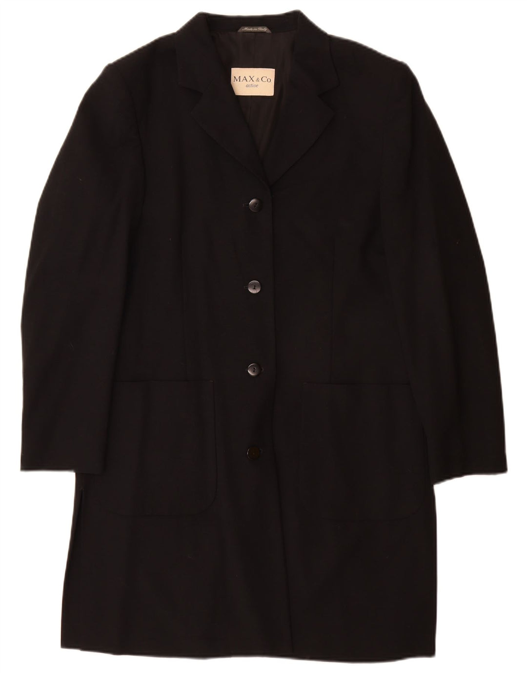 Max & Co. Damenmantel UK 12 Mittelschwarze Wolle