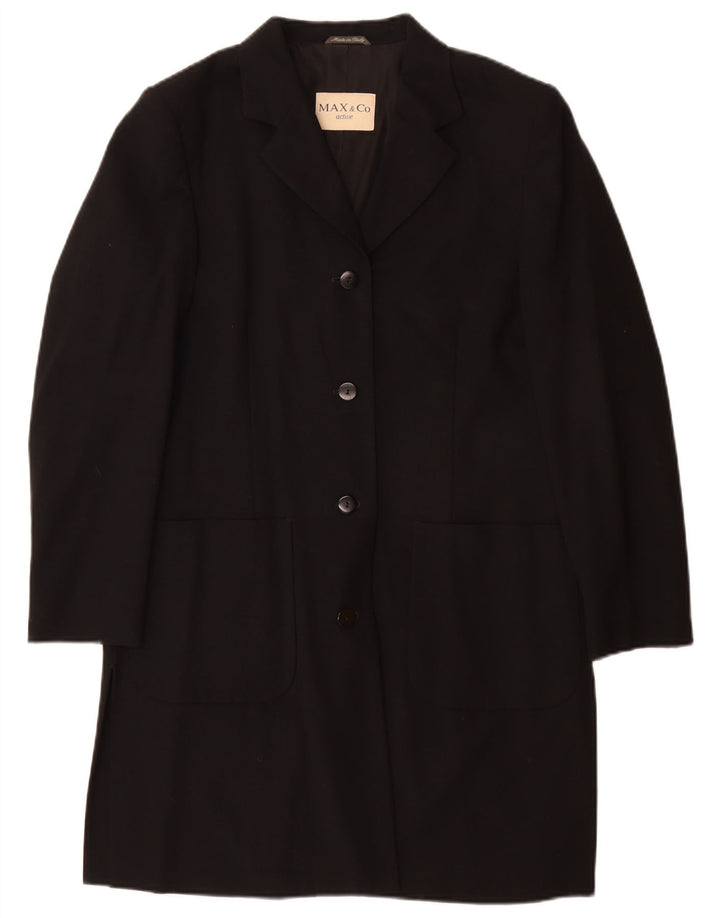 Max & Co. Damenmantel UK 12 Mittelschwarze Wolle