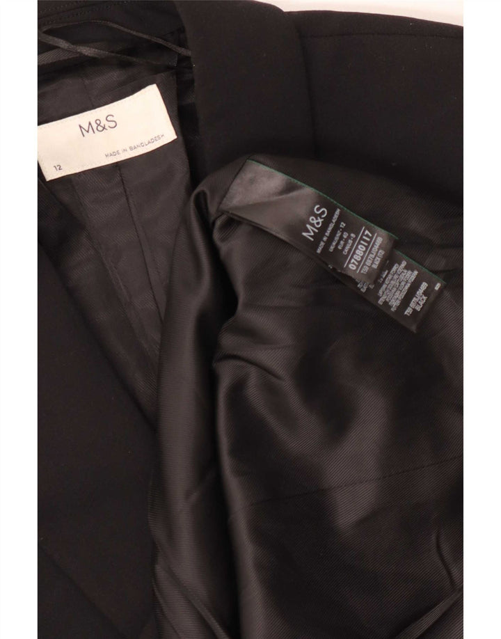Marks & Spencer Damen-Blazer mit 1 Knopf, UK 12, Mittelschwarz, Polyester