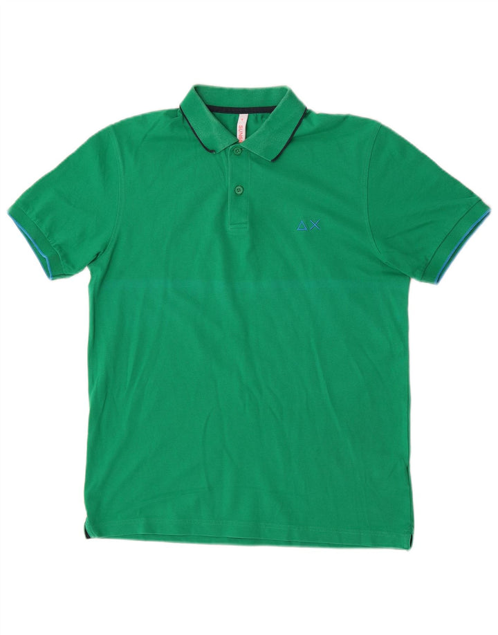 Sun68 Herren-Poloshirt aus mittelgrüner Baumwolle