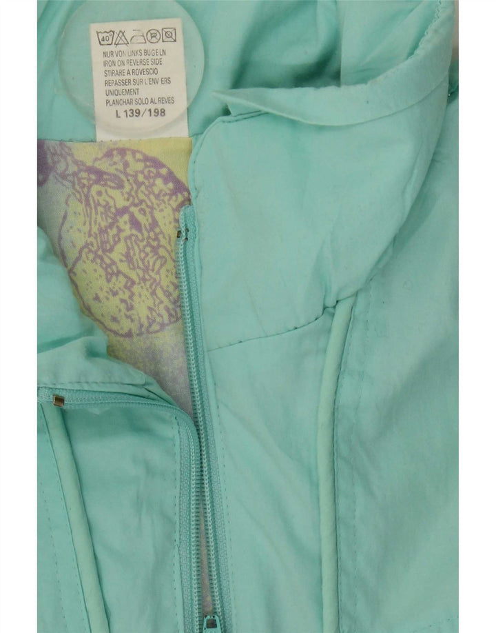 Vintage Damen Grafische Windjacke UK 16 Groß Türkis Polyester