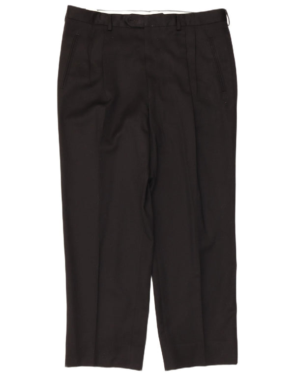 Daniel Hechter Mens Pegged Suit Hose IT 56 3XL W38 L28 Schwarze Wolle