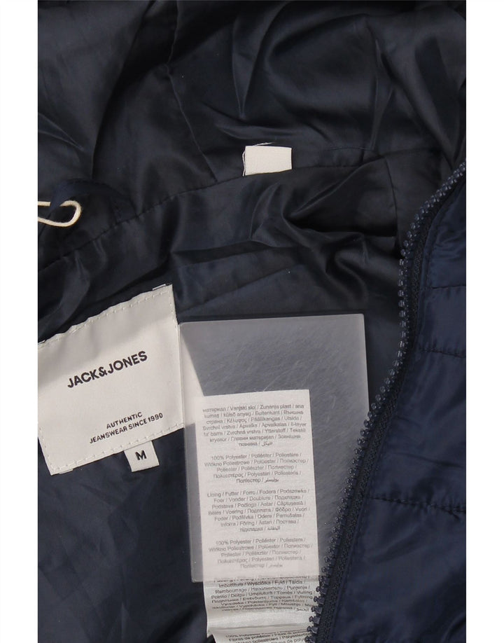 JACK & JONES Wattierte Herrenjacke mit Kapuze, UK 38, Mittelmarineblau, Polyester