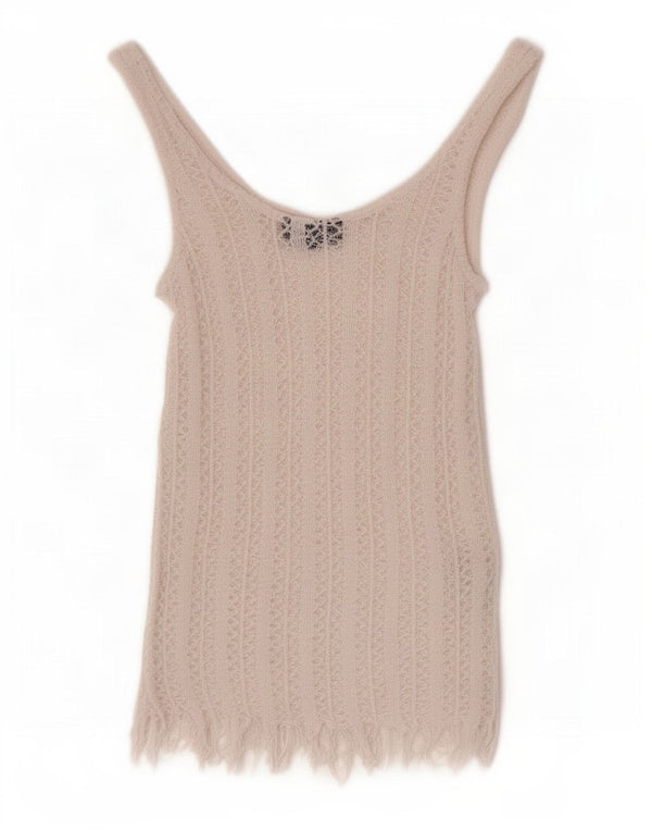 Topshop Damen-Top mit durchsichtigem Trägershirt, UK 6, XS, weiße Baumwolle