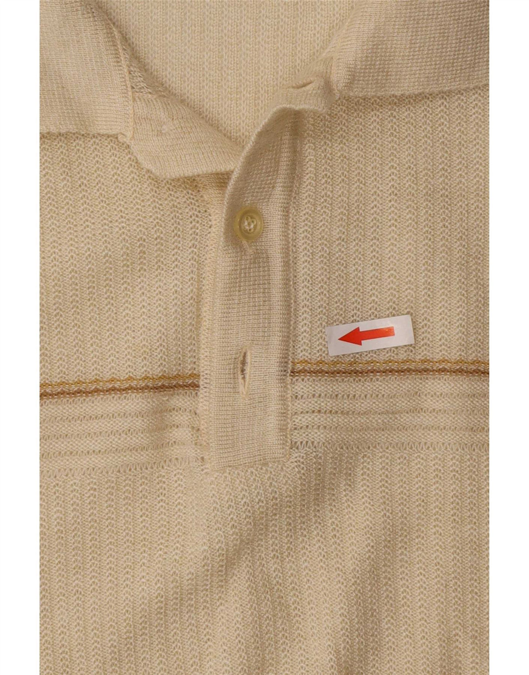 Vintage Herren Poloshirt Mittelbeige gestreift Polyacryl