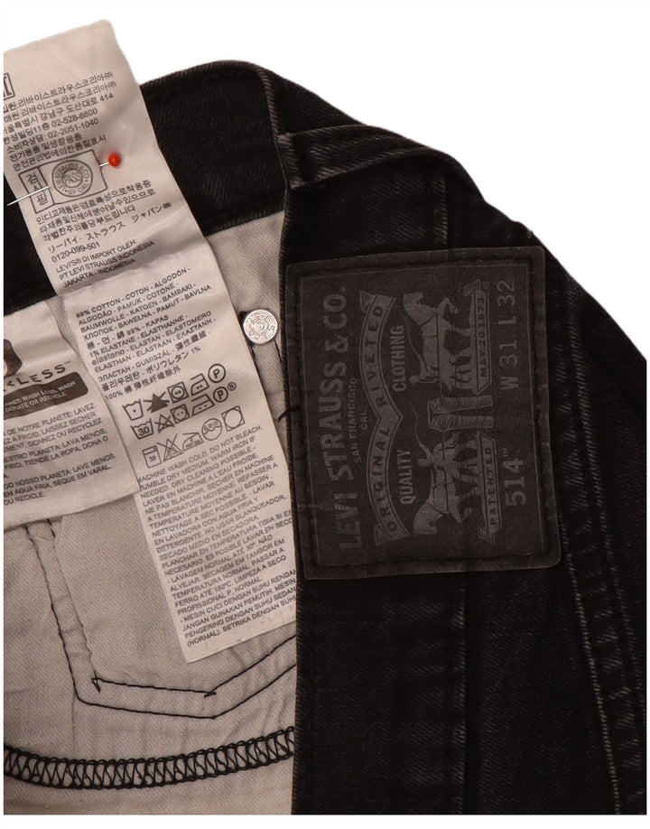 Levi's Herren 514 Straight Jeans W31 L32 Schwarze Baumwolle