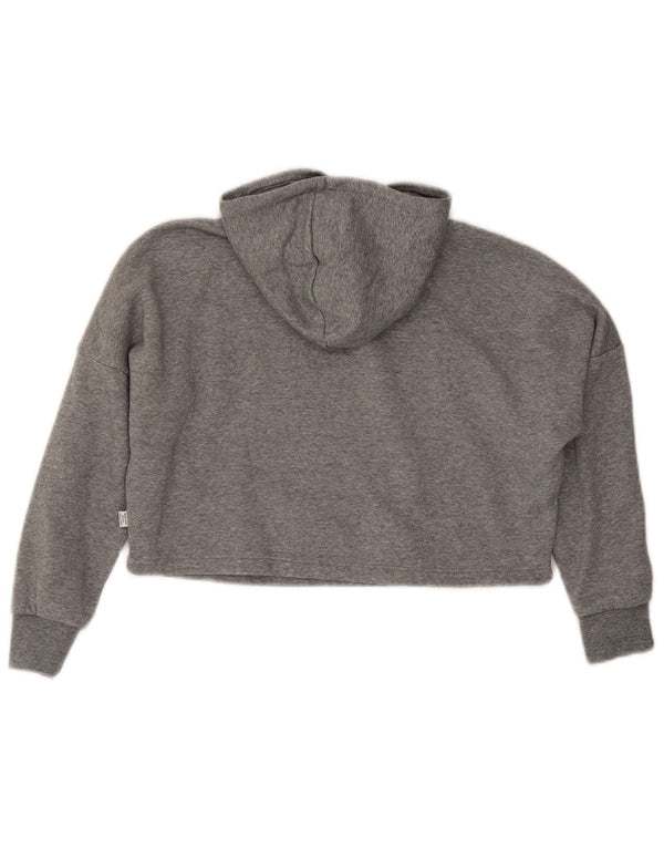 Puma Mädchen Graphic Crop Hoodie Pullover 9–10 Jahre graue Baumwolle