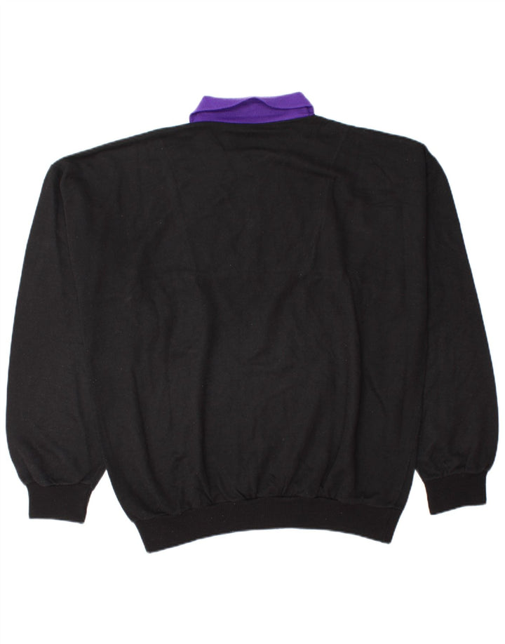 Vintage Herren-Sweatshirt mit Rollkragen, mittelgroß, Schwarz, Farbblock