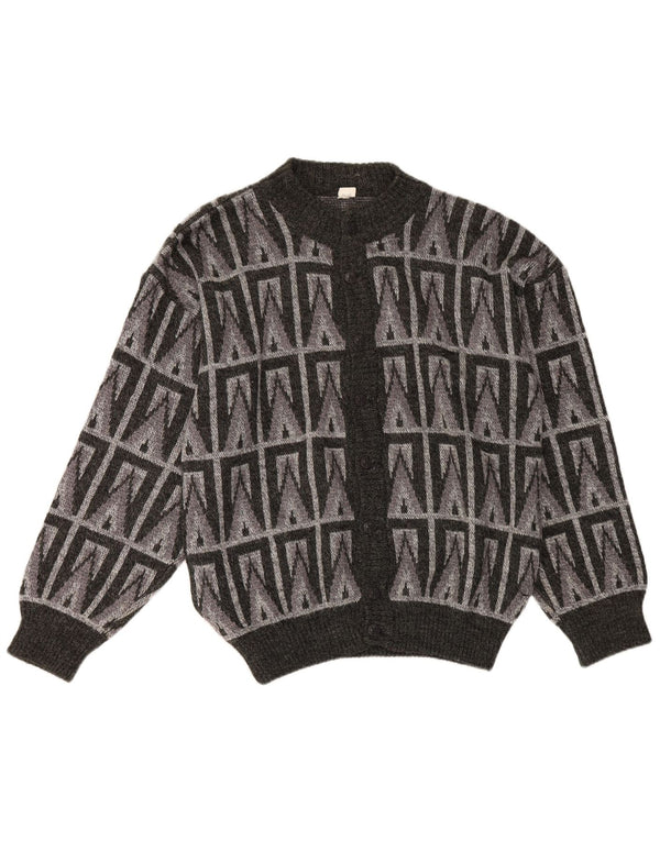 Vintage Herren Cardigan Pullover IT 54 XL Graue geometrische Wolle