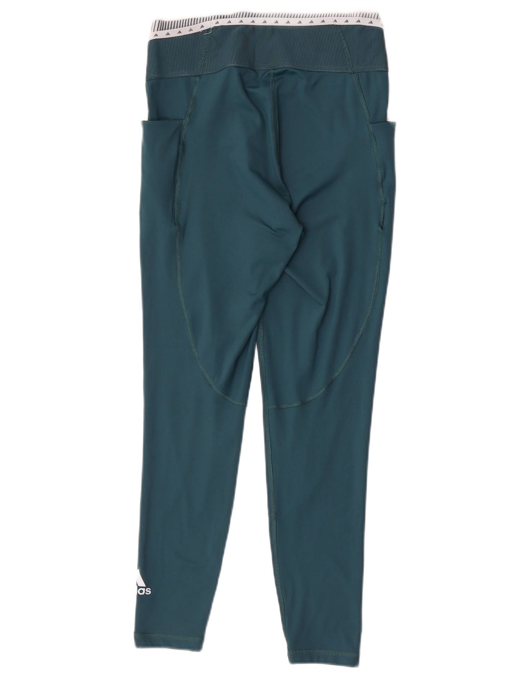 Adidas Damen Graphic Leggings UK 12/14 Mittelgrünes Colourblock-Polyester