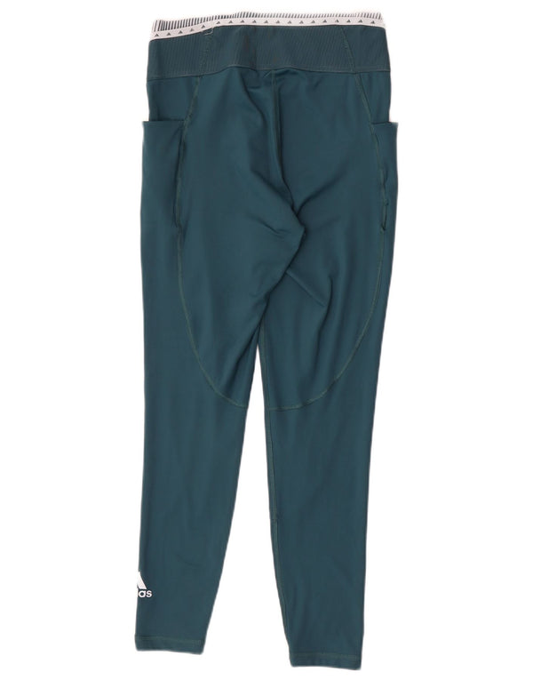 Adidas Damen Graphic Leggings UK 12/14 Mittelgrünes Colourblock-Polyester